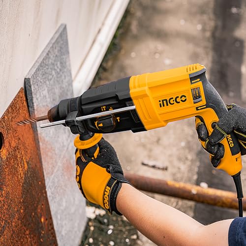 Image of INGCO Corded Rotary Hammer 950W, 2.5J, 1050RPM, 4IN1 Function, SDS Plus Chuck System, 28mm in Concrete, Electric Hammer Drill With 3Pcs Drills, 2Pcs Chisels, Packed by Carrying Case