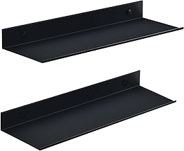 Set of 2 Metal Shower Shelves, 40 cm, Black Metal Wall Shelf for Living Room, Kitchen, Bedroom, Office, Bathroom, 40 cm