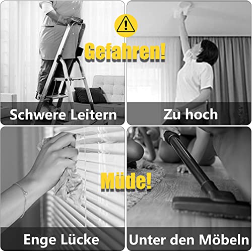 Extra Langer Teleskop-Staubwedel – Bis 3,4 M Reichweite, Chenille & Polypropylen, Biegsam & Waschbar, 2-teiliges Set