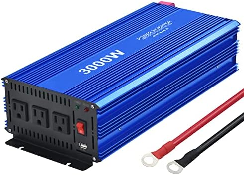 3000W Power Inverter 3000 watt Modified Sine Wave Inverter with 3 AC Outlets and 2.4A USB Port Converter DC 12V in to AC 110V Out for Car RV Truck(Blue)