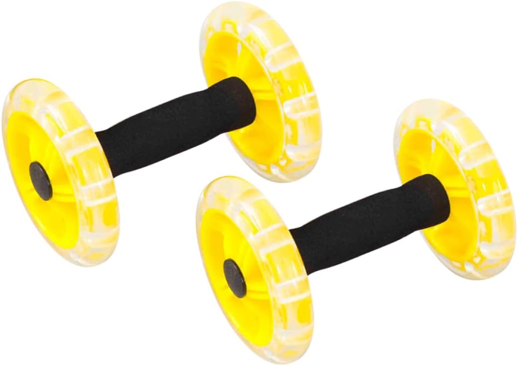 Twin-wheel Fitness Tummy Shaping Wheel for Core Strengthening Non- Handles Portable for Men and Women for Yellow
