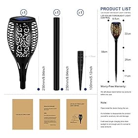 Swonuk 4 Pack Outdoor Solar Torch Lights, 33LEDs Solar Torches Lights with Flickering Flame, Waterproof Flame Solar Tiki… 51arUIafjFL. SS280