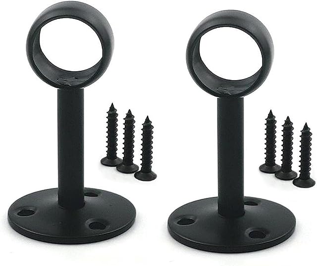 KAFENDA The diameter of 25 mm shower curtain closet rod frame pipe flange, socket, ceiling mounting bracket pipe fitting support, 2 pieces of stainless steel black surface treatment¡­