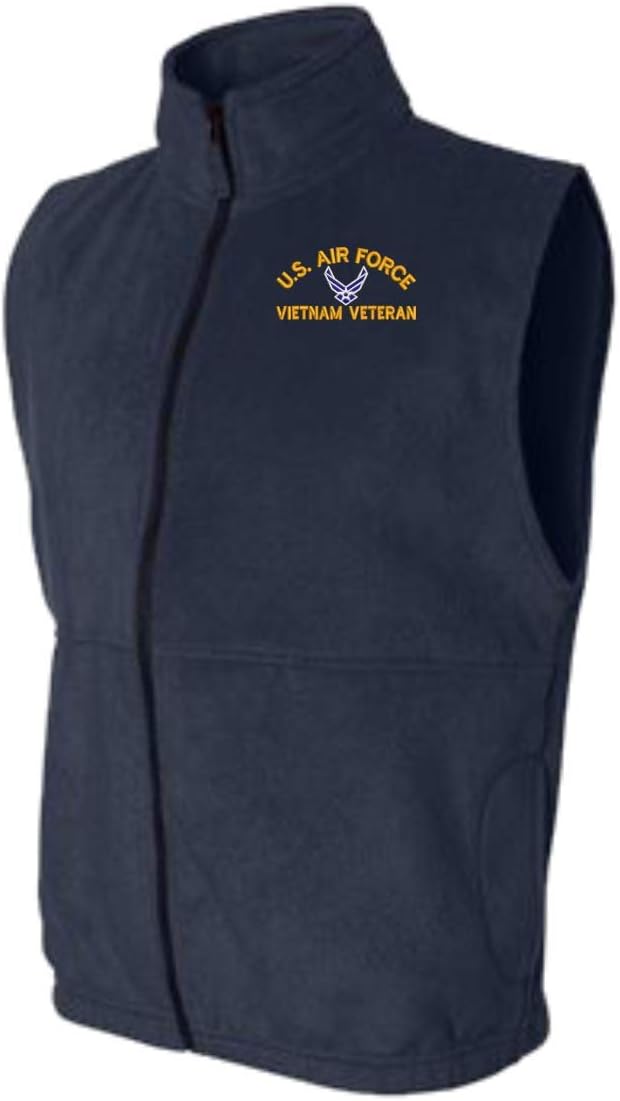 MilitaryBest U.S. Air Force Hap Arnold Wings Vietnam Veteran Full-Zip Fleece Vest