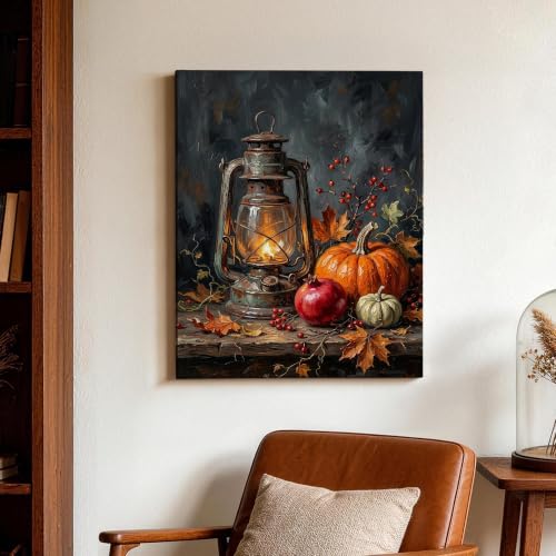 Lienzo de pared rústico de calabazas y frutas para hogar y salón 3
