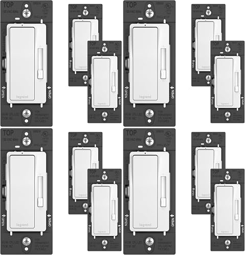 Image of Legrand Radiant CFL /LED Dimmer Light Switch, Single-Pole /3-Way with Locator Light, 0-10V, RHCL453PW3PKCC4, White, 3 Count (Pack of 4)