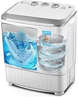 FGH QPLKKMOI Compact Twin Twin Portable Mini Machine à Laver 18 LBS Capacité, laveuse (11lbs) & Spiner7 lbs/Pompe de vidange intégrée/Semi-Automatique