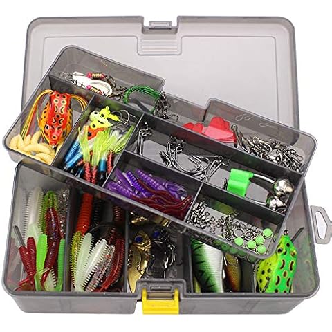 CHSEEO 168pcs Fishing Lure Set with Tackle Box Cover