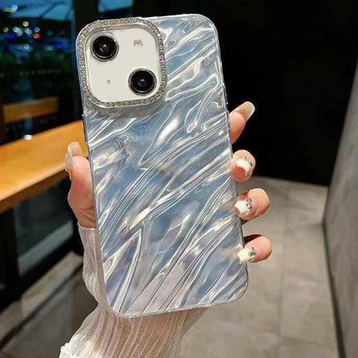 Image of Compatible with iPhone 13 Camera Lens Protection Bling Glitter Shockproof Protective Back Case Cover (Blue)