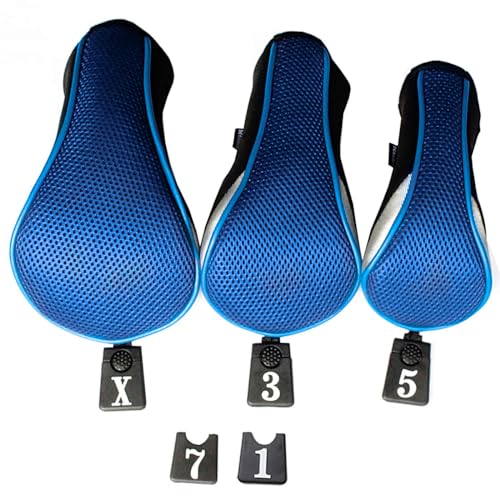 Andux Golf 460cc Driver Fairway Wood Club Head Covers 3pcs/Set Black/Blue - Thumbnail 3