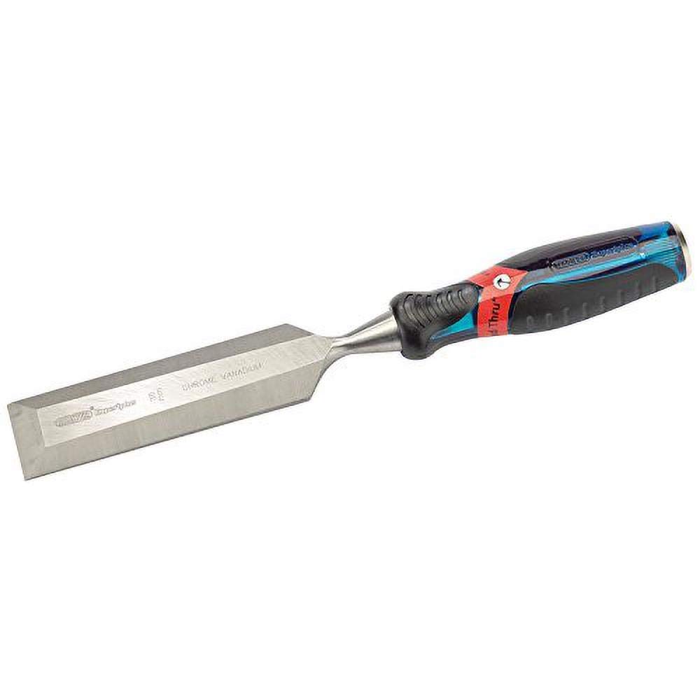 Draper 24411 Expert Bevel Edge Wood Chisel, Soft Grip with 'Pound Thru' End Cap, 38mm, 34.5cm x 4.8cm x 3.1cm, Blue