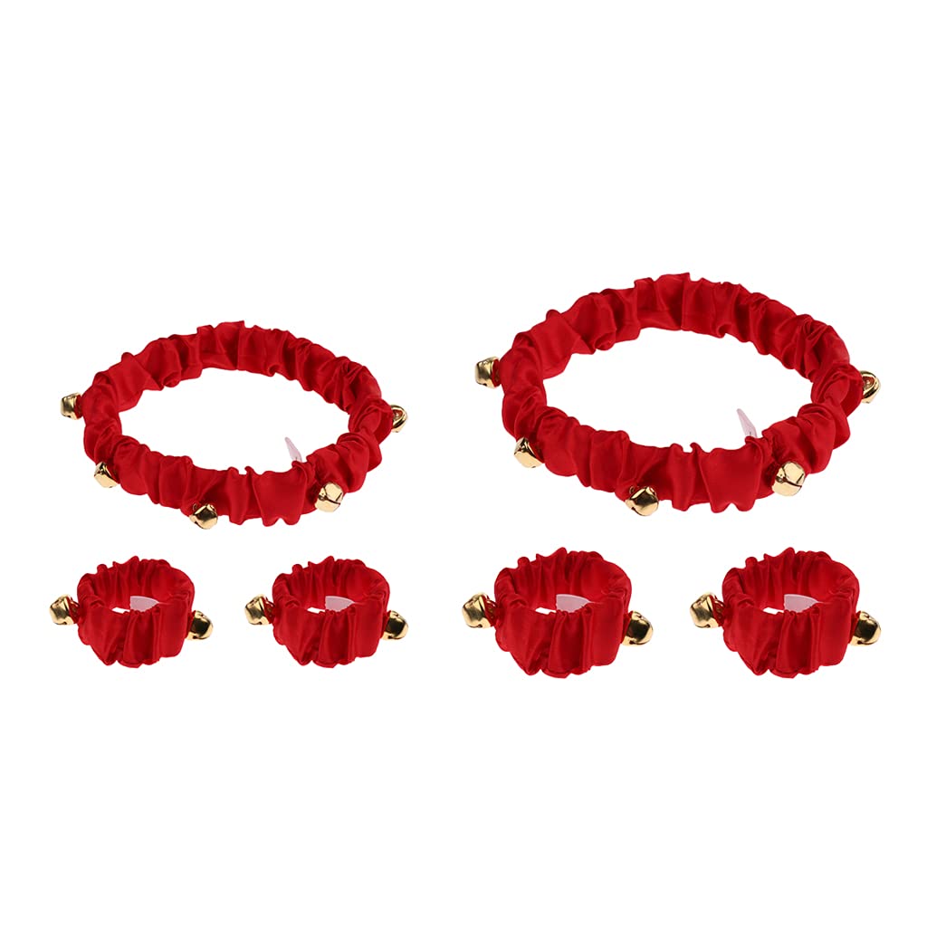 Furbabies Adjustable Simple Design Safety Dog and Cat Collar Foot Ring with Bells,Red S
