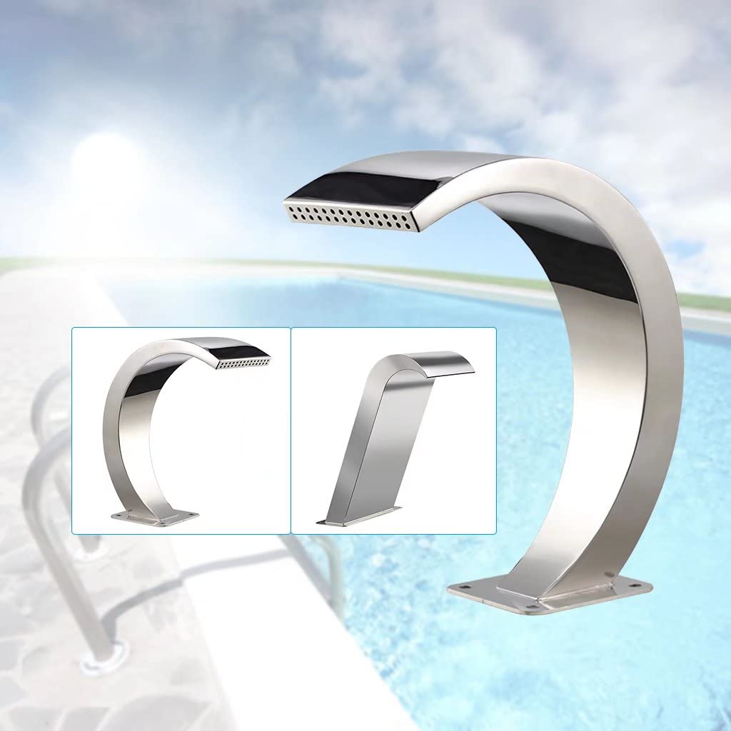 SIERINO Fontana a Cascata per Piscina in Acciaio Inossidabile - Fontana per Piscina in Argento per Esterni Decorazione da Giardino per Piscine Interrate Cascate Fontana, 11 Gancio ad Arco, 65 * 30 cm
