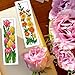 BEUNITONE 6 Set Floral Bookmark Cross Stitch Kits for Beginners with Instructions Floral Bookmarks Cross-Stitch Kit Stamped Embroidery Bookmark DIY Crafts Book Marker for Book Lovers 8''x2.4'' 11CT