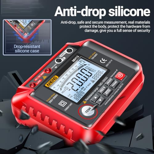 Image of Weytoll 250V-2500V Digital Insulation Resistance Tester 1MΩ-200GΩ Megohm Testing Meter Auto Range 2000 Counts LCD Display 10V~600V AC /DC Voltmeter with 100 Data Storage