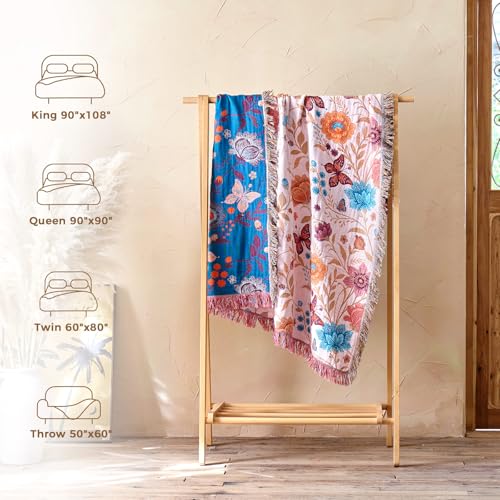 Image of LUTBM Boho Throw Blanket for Bed 60 inchx80 inch, All Season Cotton Couch Blankets