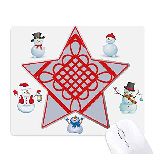 Tapis de souris nœud chinois rouge bonhomme de neige étoile coupe diamant pour ordinateur