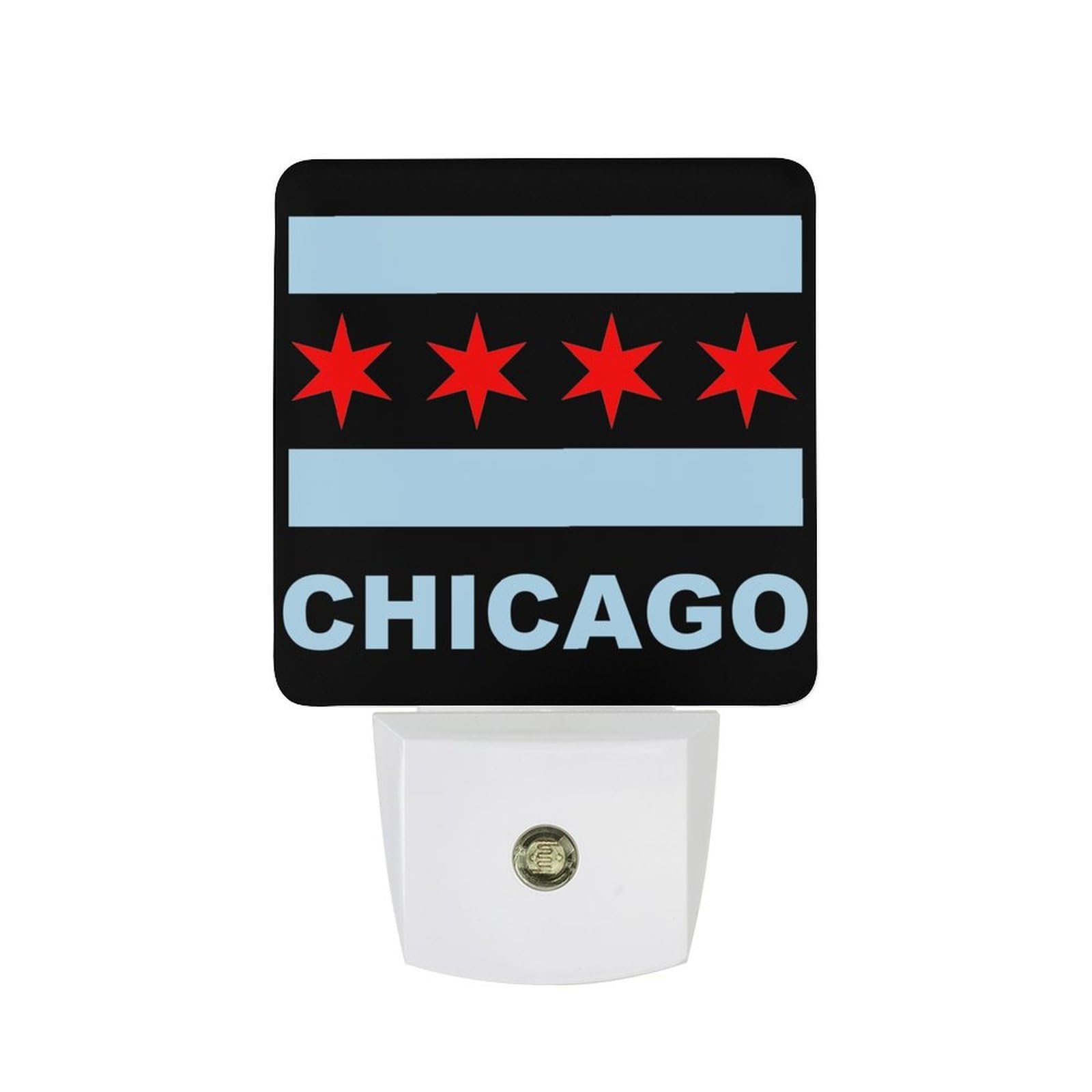 Nqrxadcrt Style Chicago State Flag Night Light Plug In Wall Lights Bedside Lamp Bedrooms Home Hallways Decoration