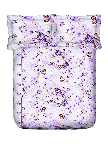Image of Swayam Pure Cotton Double Bedsheet with 2 Pillow Covers | Size 90 x 100 inch | 160 TC | Floral Design | Soft Breathable Bed Sheet | Comfortable & Durable for Bedroom - Purple