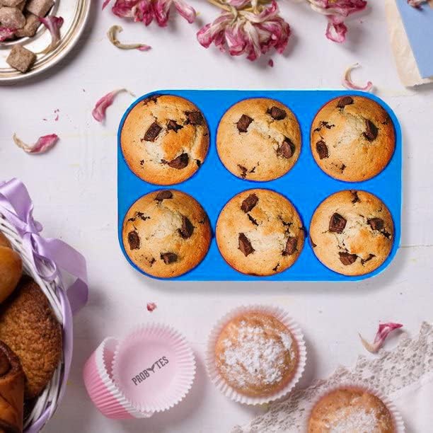 Silicone Muffin Trays for 6 Muffins, Non Stick Baking Tray Dishwasher