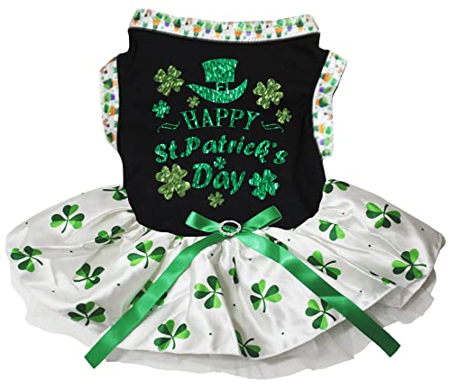 Robe pour chiot Happy St. Patrick noire à trèfles Clover Hat en taille XL