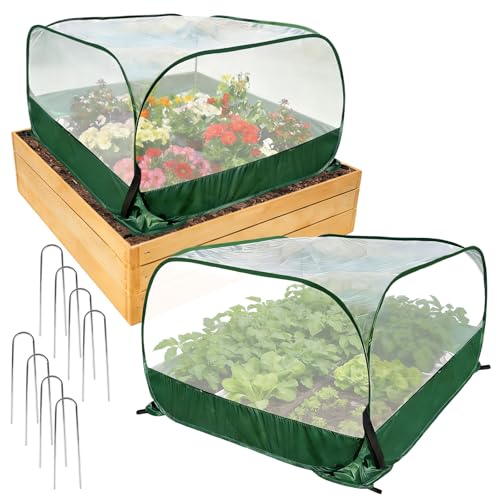 2Pcs 40"x40"x20" Pop Up Garden Mesh Plant Cover-Foldable Plant Protector