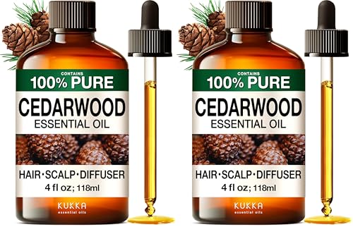 Image of KUKKA Cedarwood Essential Oils - 4 Fl Oz - for Hair, Skin, Diffuser, Aromatherapy & DIY Soap Making Scent (Pack of 2)