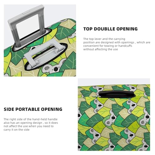 Cartoon Koala Bear And Leaf Print Luggage Cover For Suitcase,Washable Elastic Travel Suitcase Protector With Zipper Closure And Bottom Buckle – Fits 18-32" Luggage-Large3