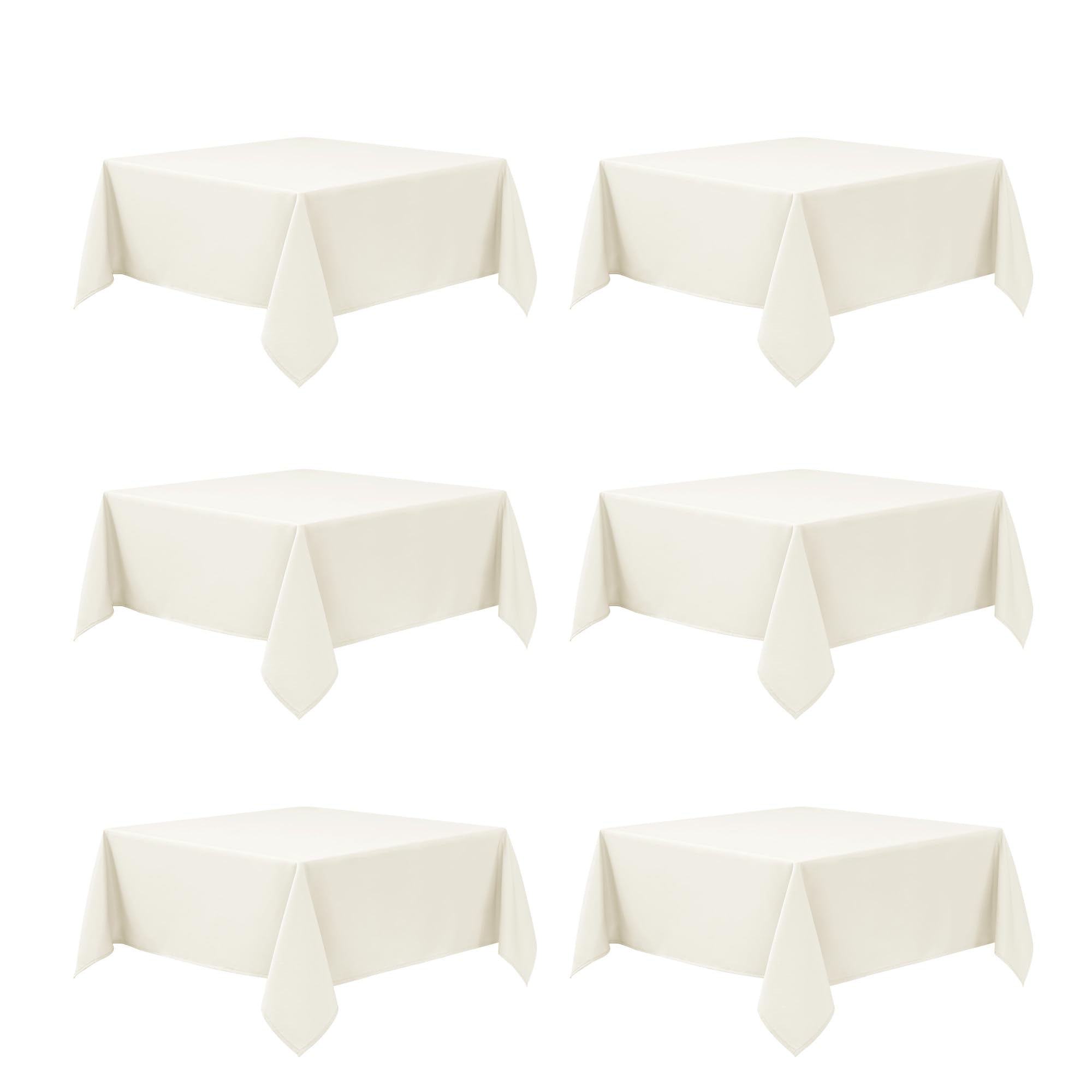6-Pack Ivory Tablecloths for Square Tables, 54 x 54 Inches