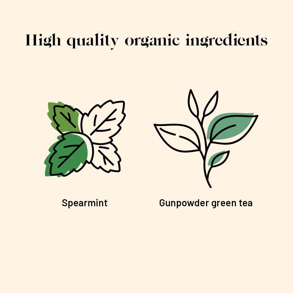 Kusmi Tea - Pack of 2 Boxes of Tea Bags - Spearmint Green - Organic Blend of Gunpowder Green Tea with Mint - Peppermint Tea - Enjoy Hot or Ice - Organic Flavored Green Tea - 2x20 Tea Bags