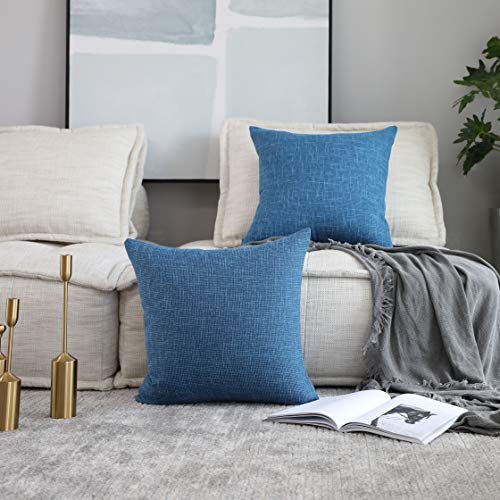 Kevin Textile Decorative Square Throw Pillow Covers Set Cushion Case For Sofa/Bedroom/Car, Set Of 2, 20X20 Inch, Navy Blue #TOP3