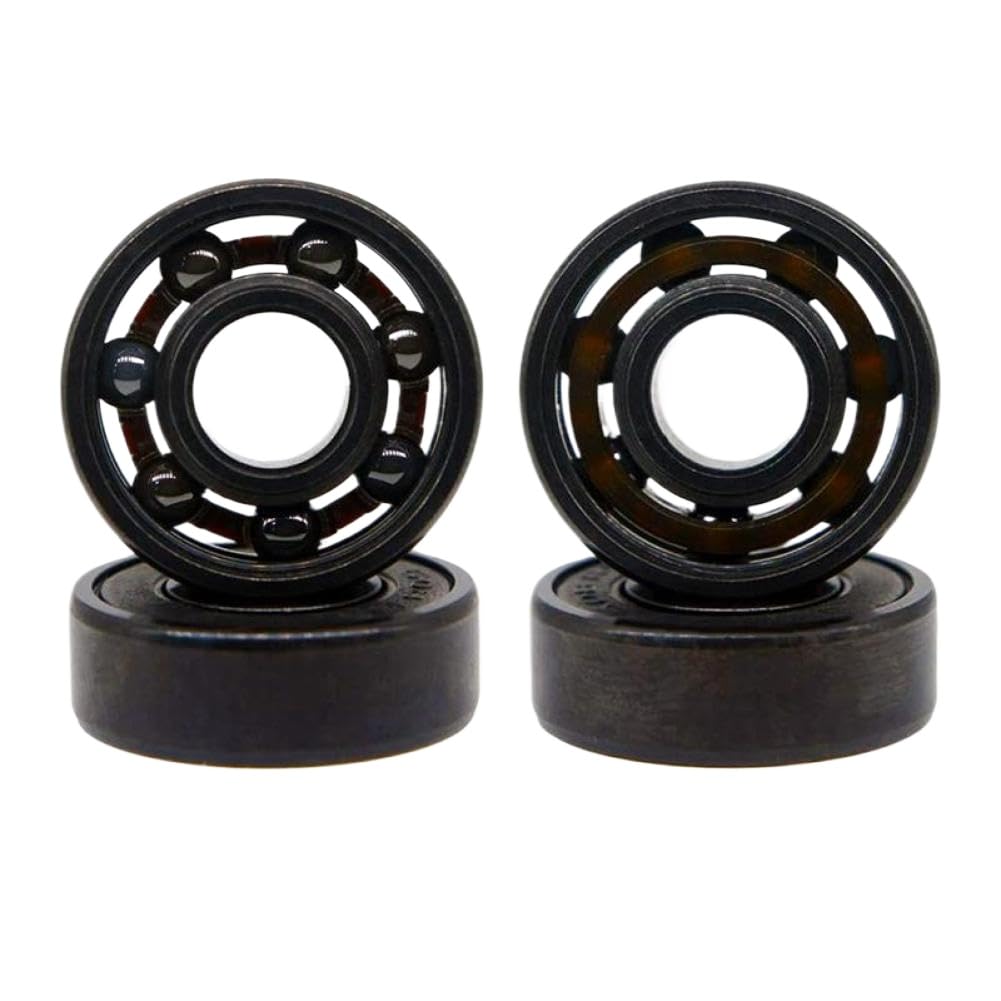 Roulements de skateboard hybrides en céramique 608RS avec retenue en plastique, noir, paquet de 16