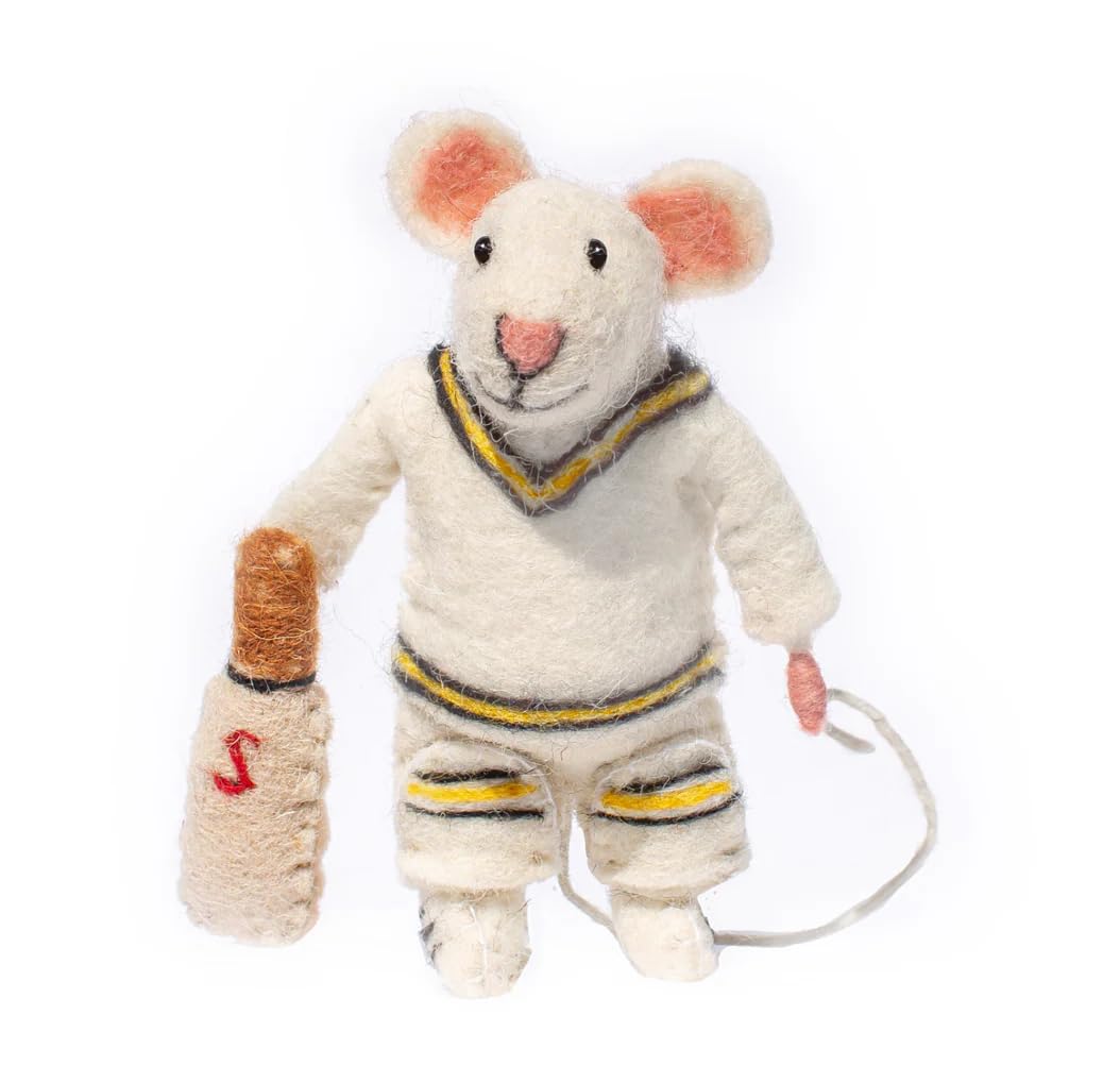 Sew Heart Felt - Cricketer Mouse- Felt Collectible Cricket Fan Gift โ image 1
