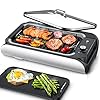 Elektrische tafelgrill, rookvrije elektrische grill met 3200 rpm, met instelbare temperatuur en glazen deksel…