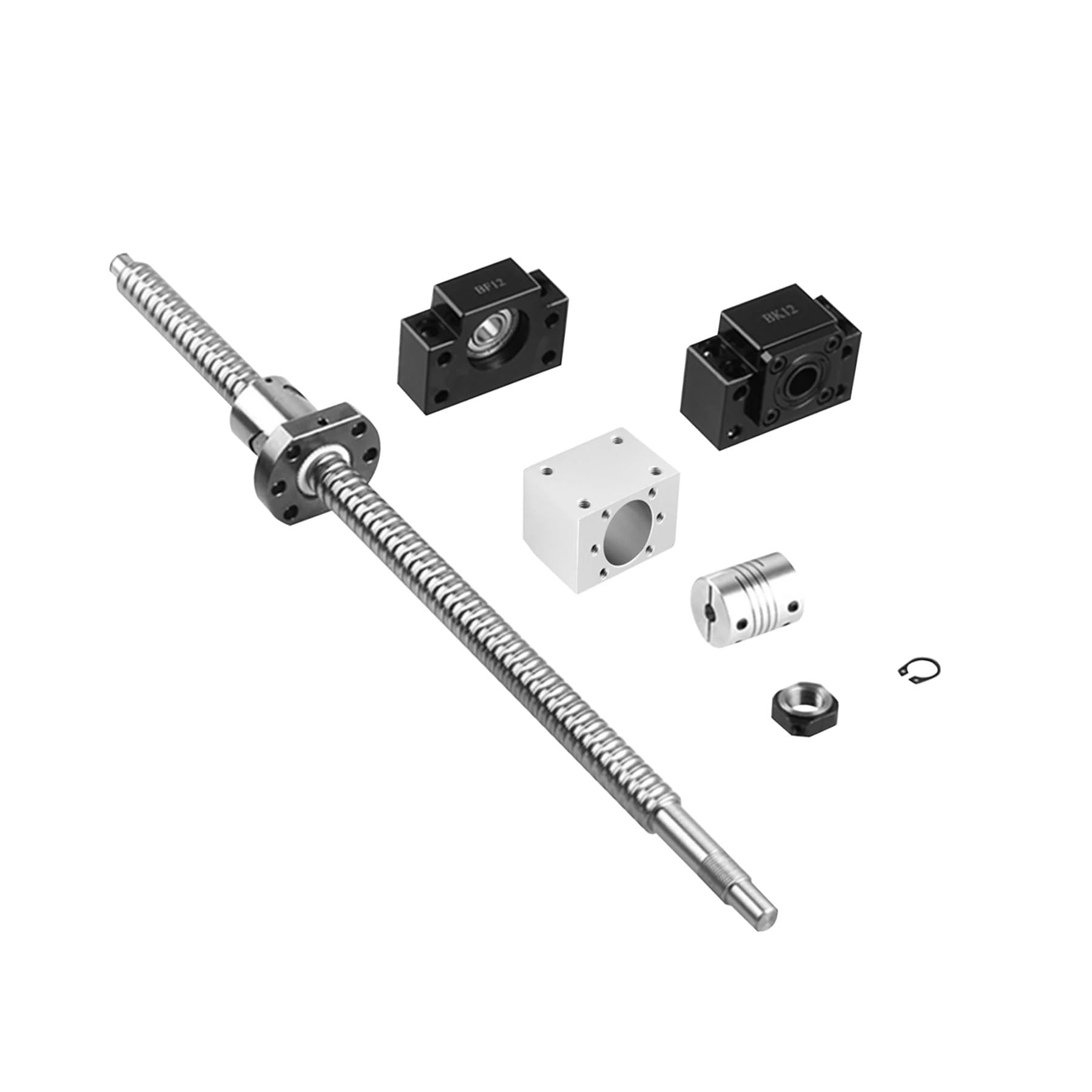 Vis à billes, vis à billes de guidage linéaire Vis à billes de serrage SFU1204 RM1204 C7 avec extrémité usinée + écrou + boîtier d'écrou + support d'extrémité BK/BF10 + coupleur(300mm)
