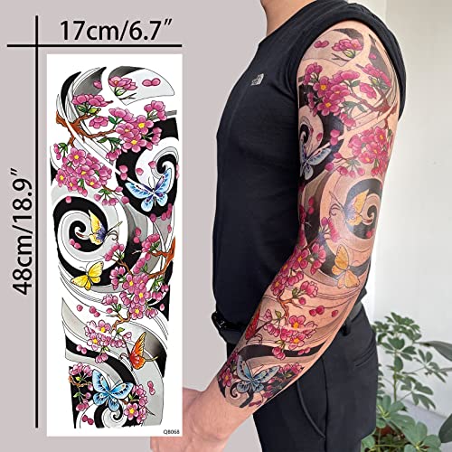 Aresvns Full Arm Temporary Tattoos For Men And Women (L19“Xw7”),Temporary Tattoo Waterproof Sleeve Tattoo Last Long,Japanese Fake Tattoos For Adults Christmas Gift #TOP2