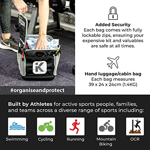 Kitbrix 3 Kit Bag Bundle - Gray, Red & Navy - Swimming, Cycling, Triathlon, Soccer, Gym, Mma, Running, Gym, Football, Soccer, Triathlon Transition, Obstacle Course Racing X3 Bag Set #TOP1