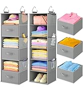 Pipishell Hanging Closet Organizer 6-Shelf, Hanging Shelves for Closet with 3 Removable Drawers &...