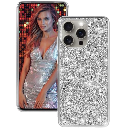 Coque iPhone 16 Pro antichoc hybride avec dos mat anti-rayures et paillettes