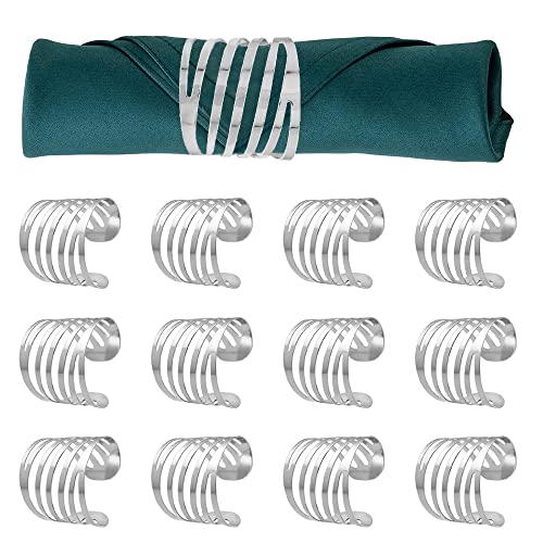 STCRERAG 12 Stück Serviettenringe Metall Napkin Rings Wiederverwendbar Serviettenschnalle Hollow Out Serviettenringe Weihnachten Serviettenringe Set für Hochzeit Weihnachten Geburtstag (Silber) Cover