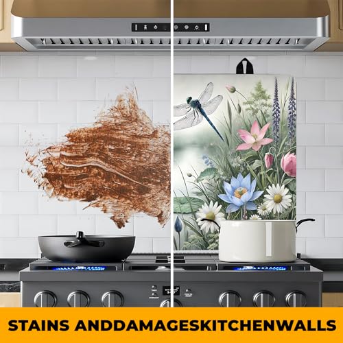 Image of Stove Top Cover for Home Decoration Kitchen Pad Washable Cooktop Covers Countertop Stove Protector Mat for Home Kitchen Cooktops (dragonfly, 28 inchx20 inch)