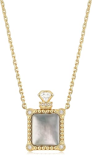MYEARS Gold Necklace for Women Perfume Bottle Pendant Gemstone Mother of Pearl Cubic Zirconia 14K Simple Dainty Chain Gift Jewelry