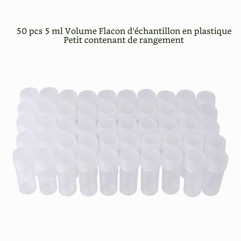 100pcs Flacons d'Échantillonnage Bouteilles en Plastique Volume de 5ml Petit Récipient de Stockage, Tubes à Essai en Plastique pour Solide, Pilules, Graines, Granulaires