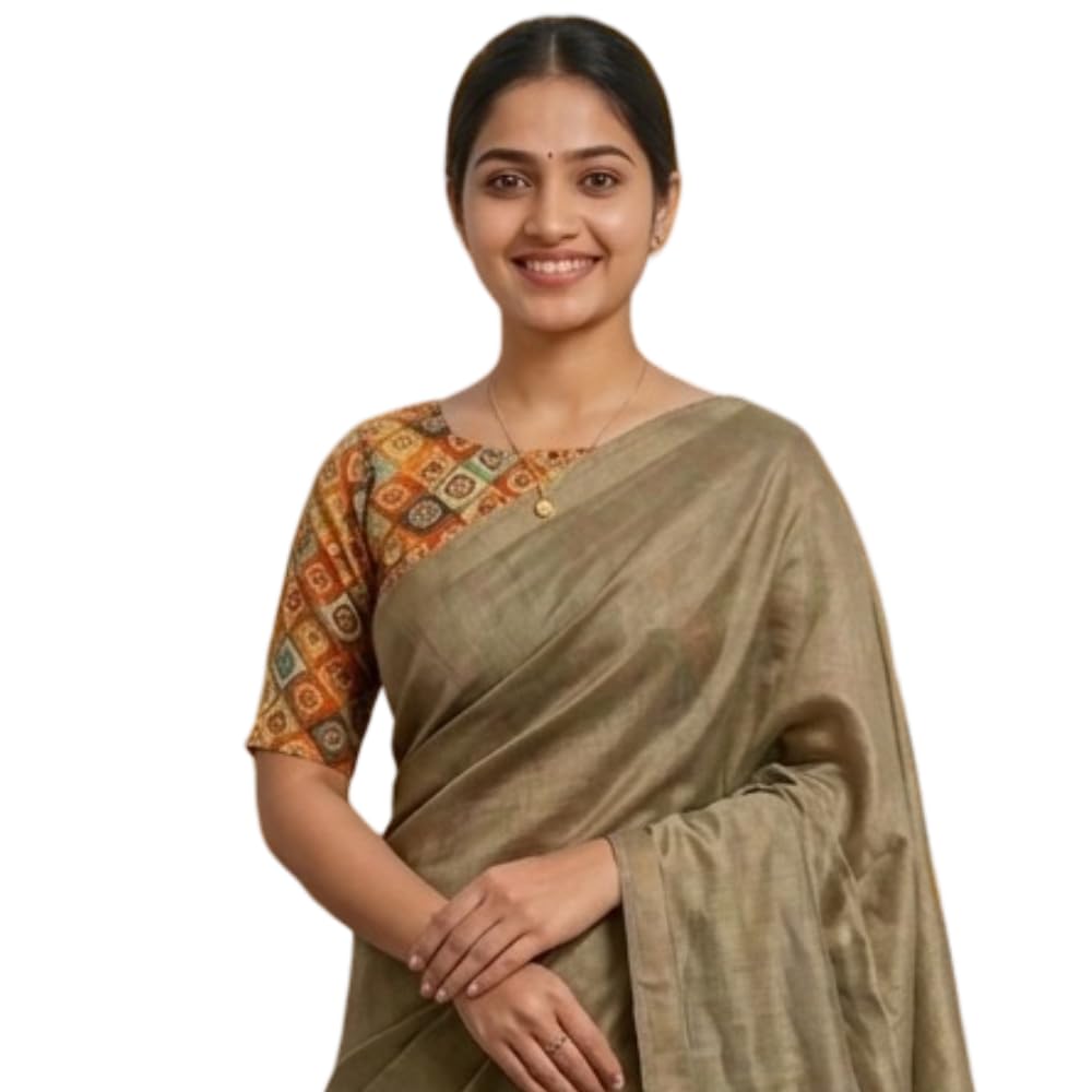 Plain Silk Saree with Printed Blouse Piece for Women | Elegant Traditional Casual & Festive Event Saree-image-18