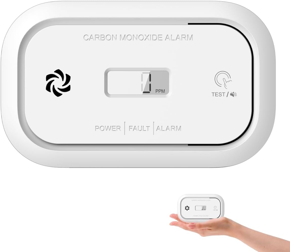 1 Détecteurs De Monoxyde De Carbone, Alarme, écran LCD, Sans Fil, Blanc
