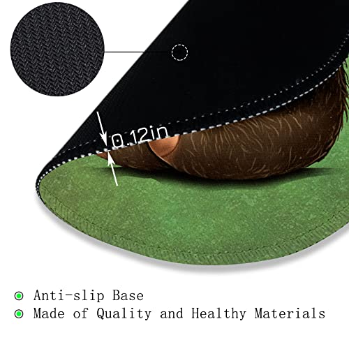 Image of Green Round Mouse Pad Mouse Mat, Cute Sloth Mouse Pad for Desk, Mouse Pads for Wireless Mouse Funny Mousepad with Stitched Edge Non-Slip Rubber Base 8.6 x 8.6 Inch Office Decor Cute Desk Accessories