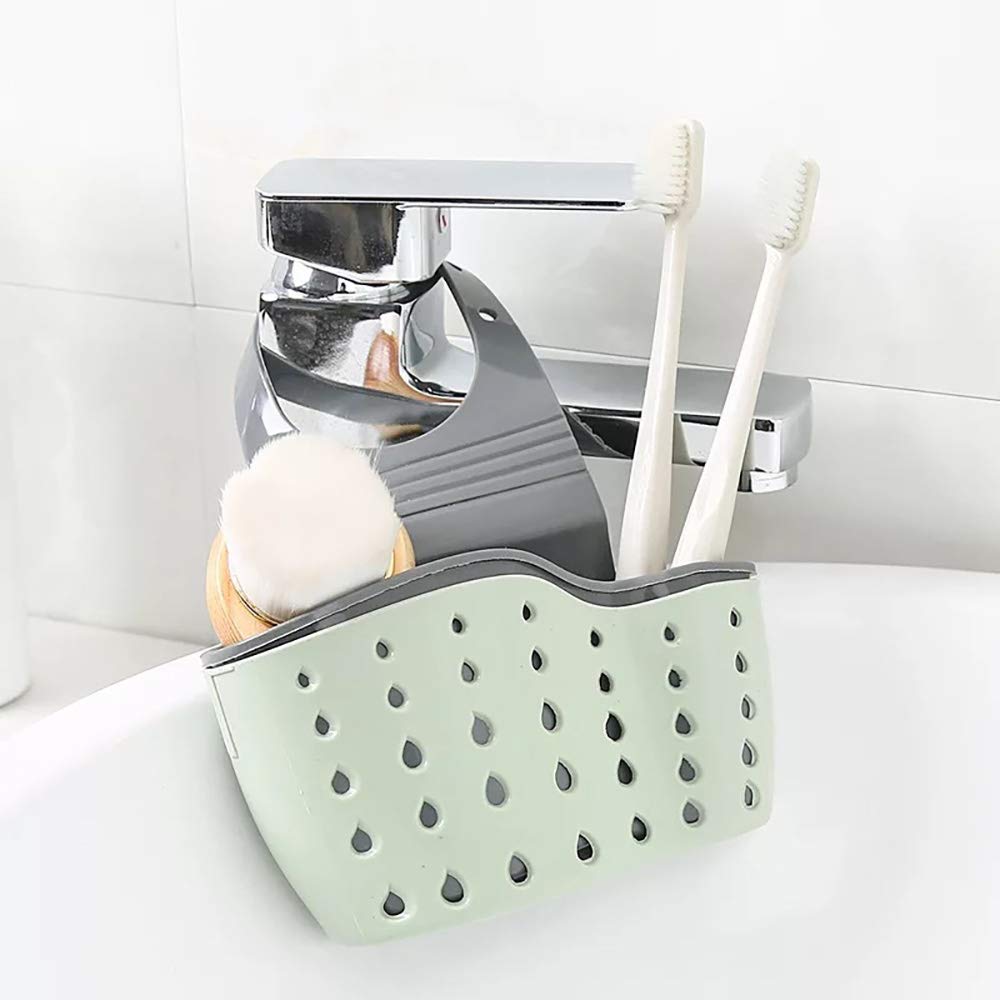 2 pezzi di porta spugna per lavello, organizer regolabile da cucina, cestello per spugna, portaoggetti per lavello, organizer per scolapasta a gancio, beige