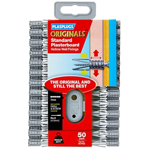 Plasplug SCF552 Plasterboard Fixings Value Pack Includes 50 Fixing