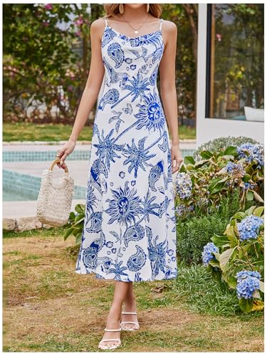 Image of Floerns Women's Leopard Print Draped Collar Spaghetti Strap Cami Long Dress