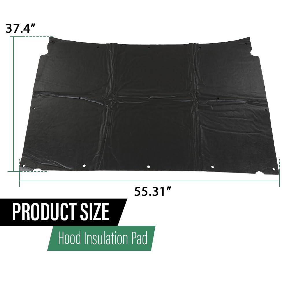 LQI Hood Insulation Pad 1/2" with Clips Compatible with Chevy Caprice Impala 1991-1996 Black